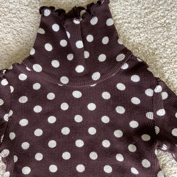 Baby Gap Brown and White Ribbed Polka Dot Turtleneck Top in Size 18-24M - Picture 4 of 7